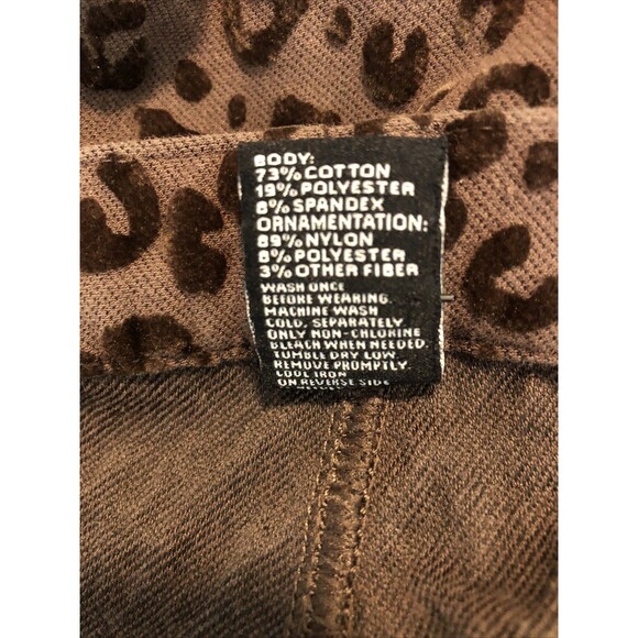 HUE Brown Leopard Leggings Raised Velvet Print Size L EUC - Picture 5 of 5